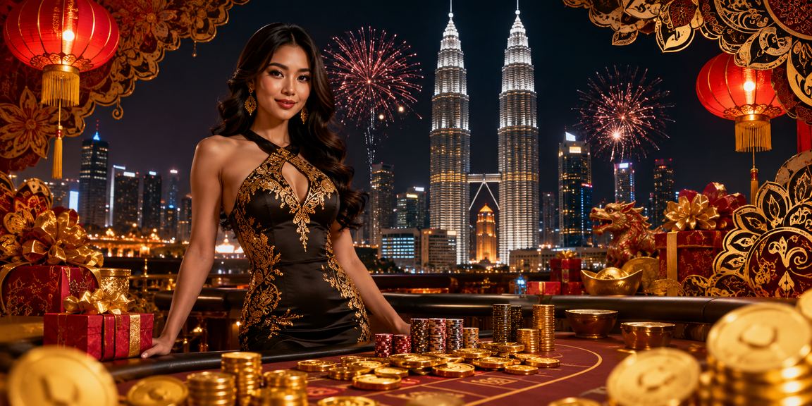 Pemandangan kasino hiburan di Kuala Lumpur dengan lampu malam